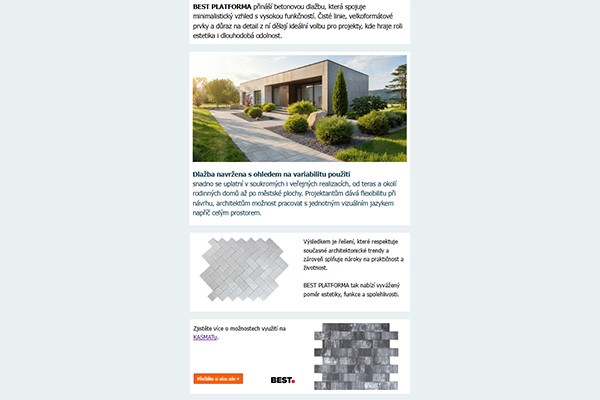 Betonová dlažba BEST PLATFORMA: čistý design, maximální variabilita