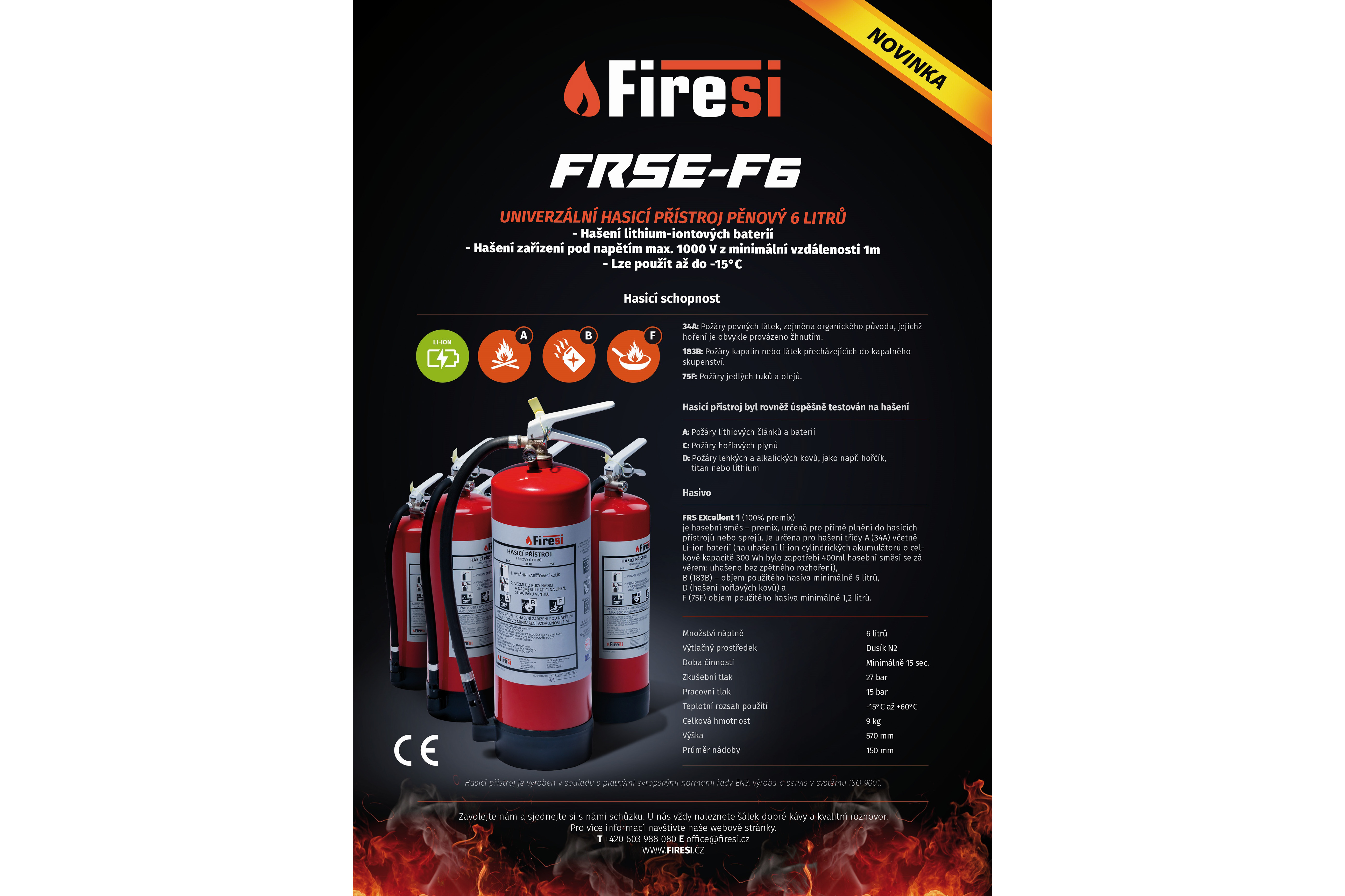 Univerzální hasicí přístroj pěnový FRSE-F6 a FRSE-F2